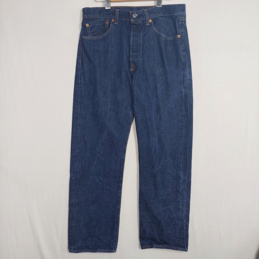 Levis 501 Original Fit Jeans Mens 32x30 Dark Wash Blue Denim Button Fly 501-0193